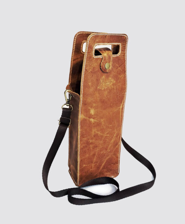 Porta Vinho em Couro Crazy Horse